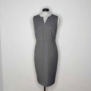 Ann Taylor Gray V-Neck Sleeveless Career Sheath Dress